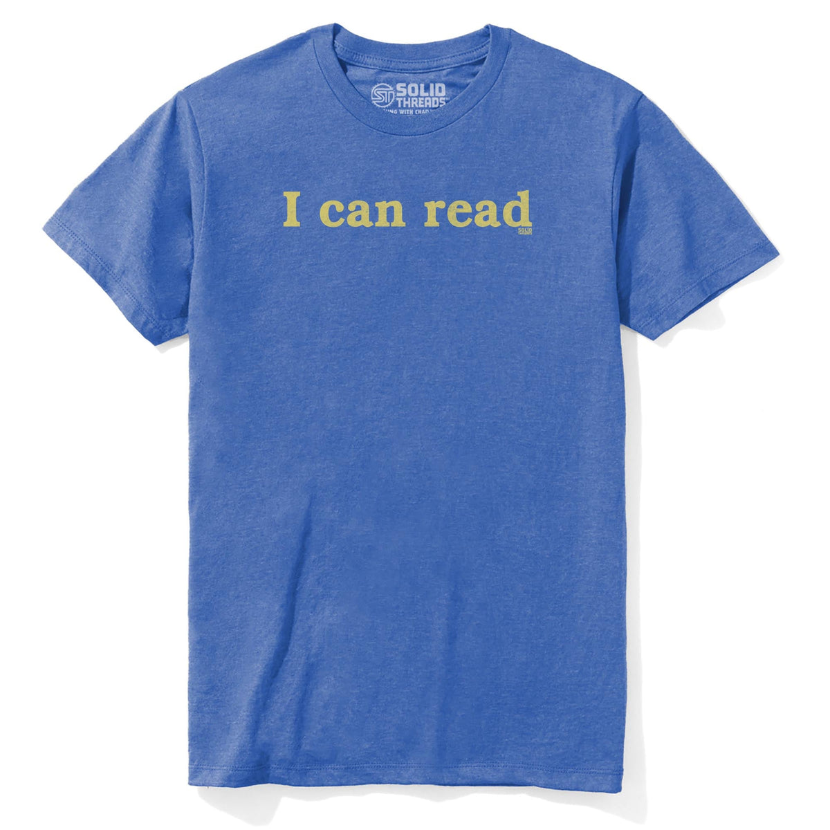 I Can Read Funny Staple T-shirt in Royal Heather - Front View