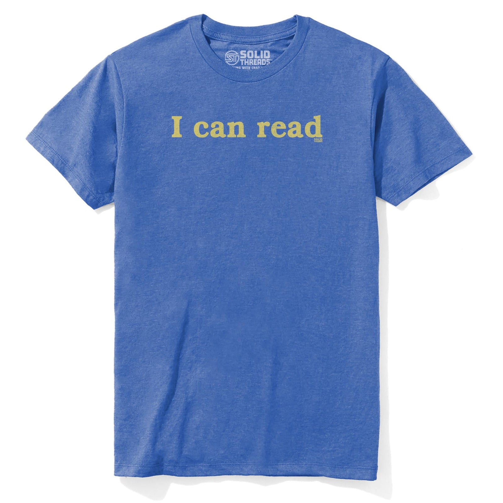 I Can Read Funny Staple T-shirt in Royal Heather - Front View