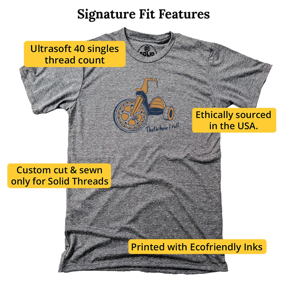 That's How I Roll Funny Signature T-shirt in Triblend Grey - Fit Attributes