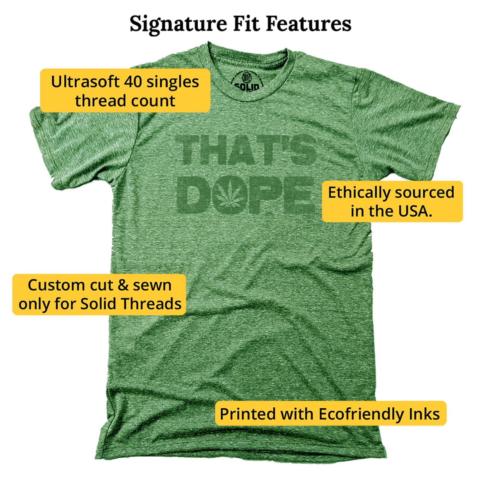 That's Dope Cool Signature T-shirt in Triblend Kelly - Fit Attributes
