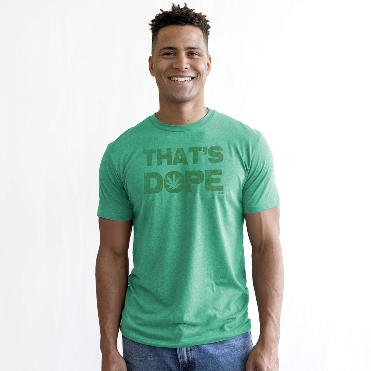 That's Dope Cool Staple T-shirt in Kelly Heather On Model - Front View