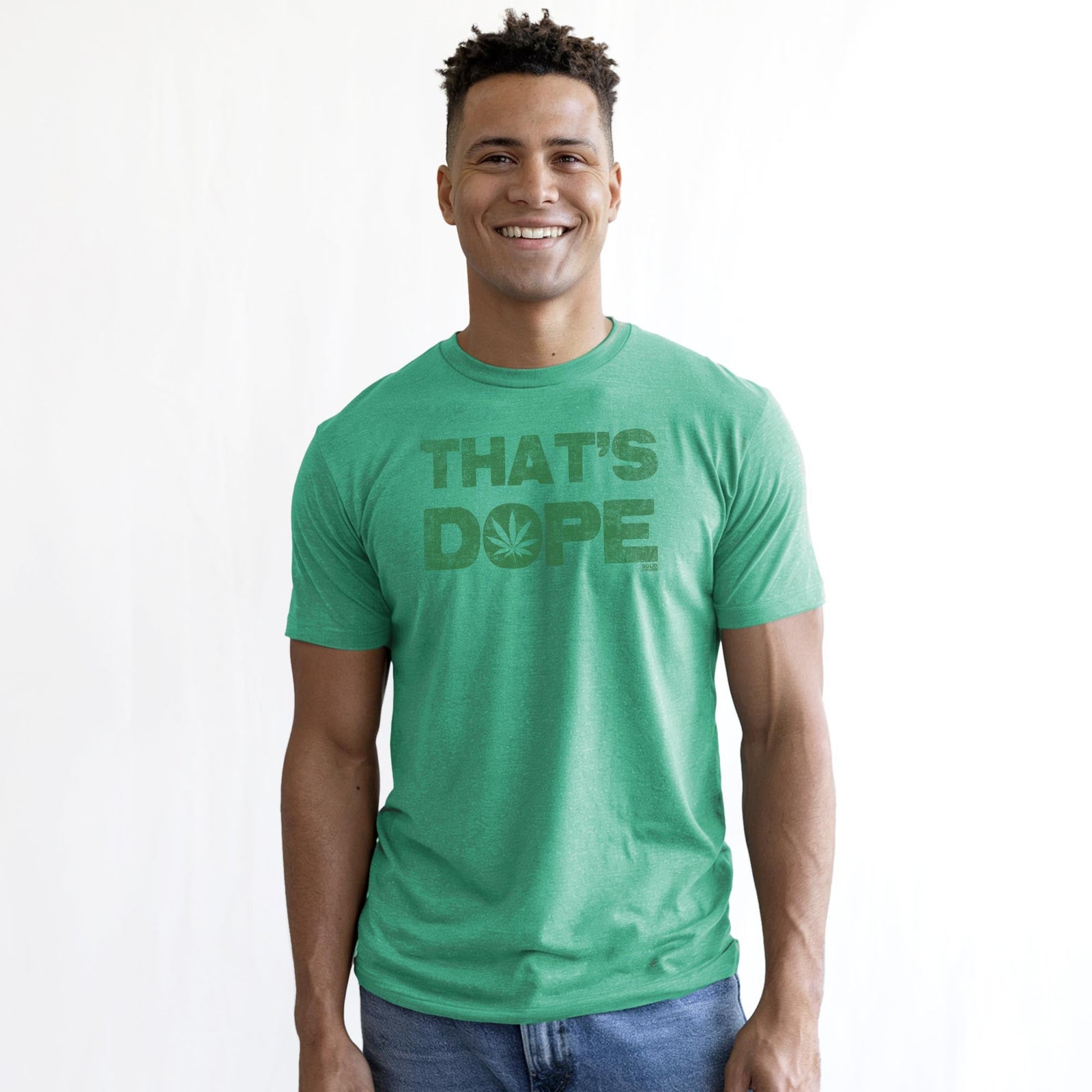 That's Dope Cool Staple T-shirt in Kelly Heather On Model - Front View