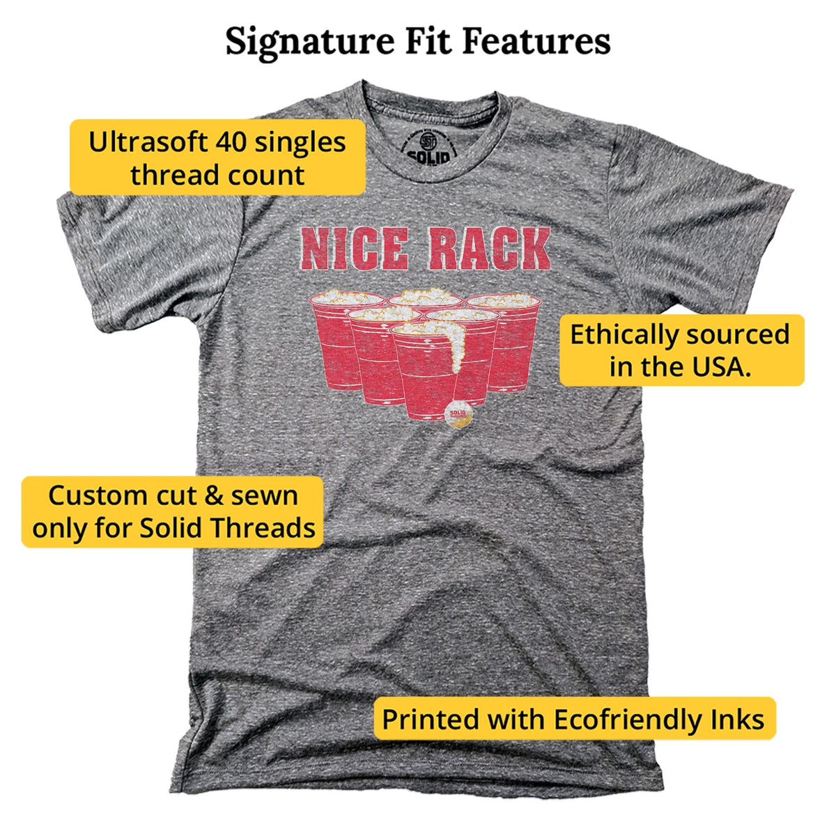 Nice Rack Vintage Signature T-shirt in Triblend Grey - Fit Attributes