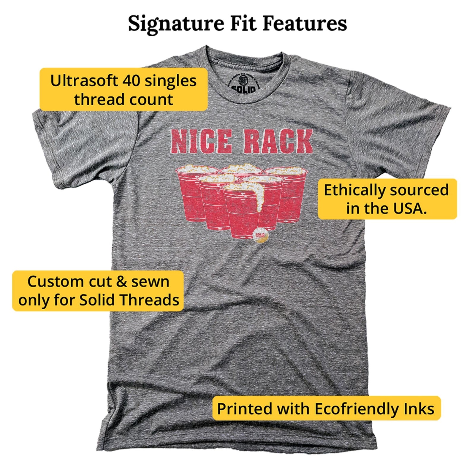Nice Rack Vintage Signature T-shirt in Triblend Grey - Fit Attributes