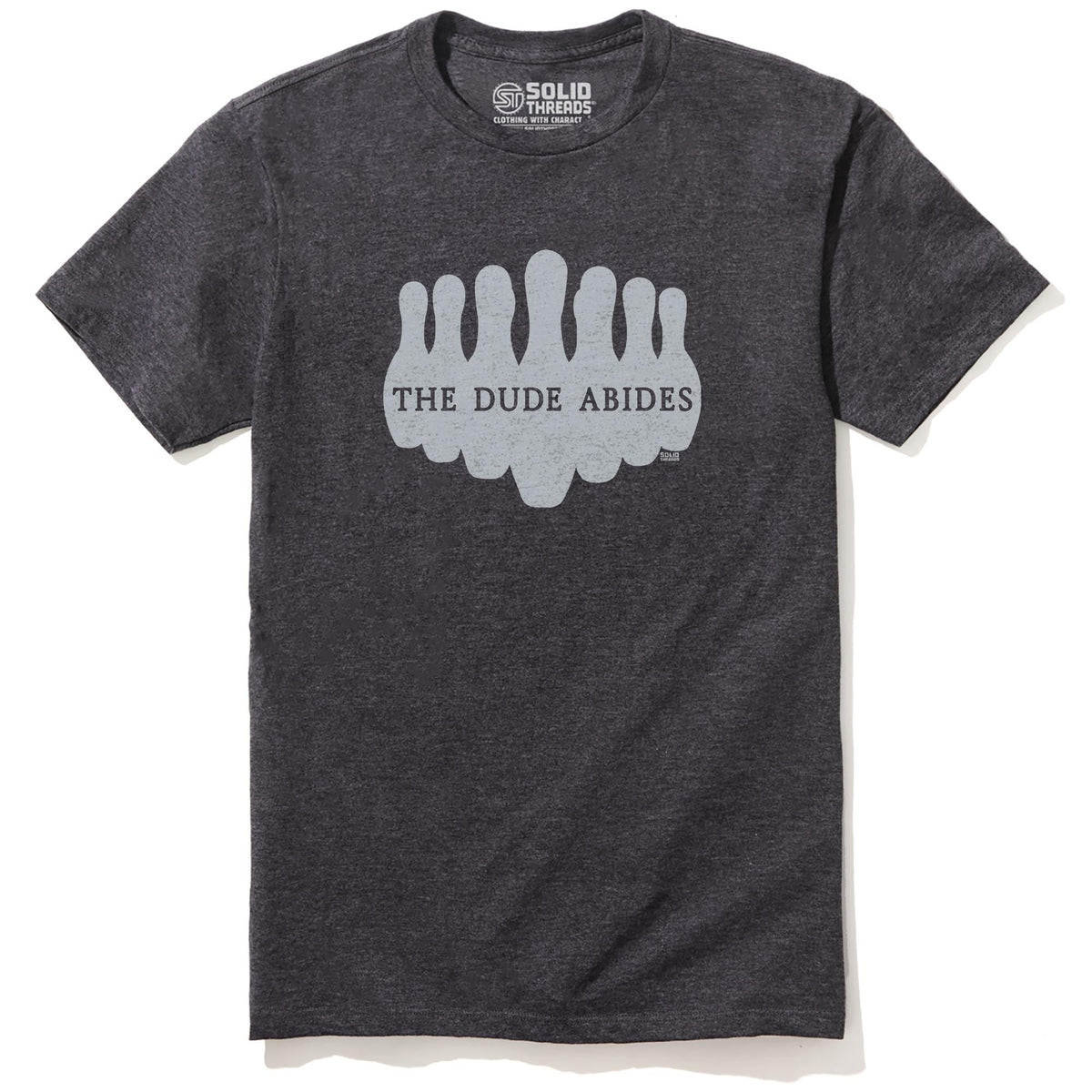 Dude Abides Cool Staple T-shirt in Charcoal Heather - Front View