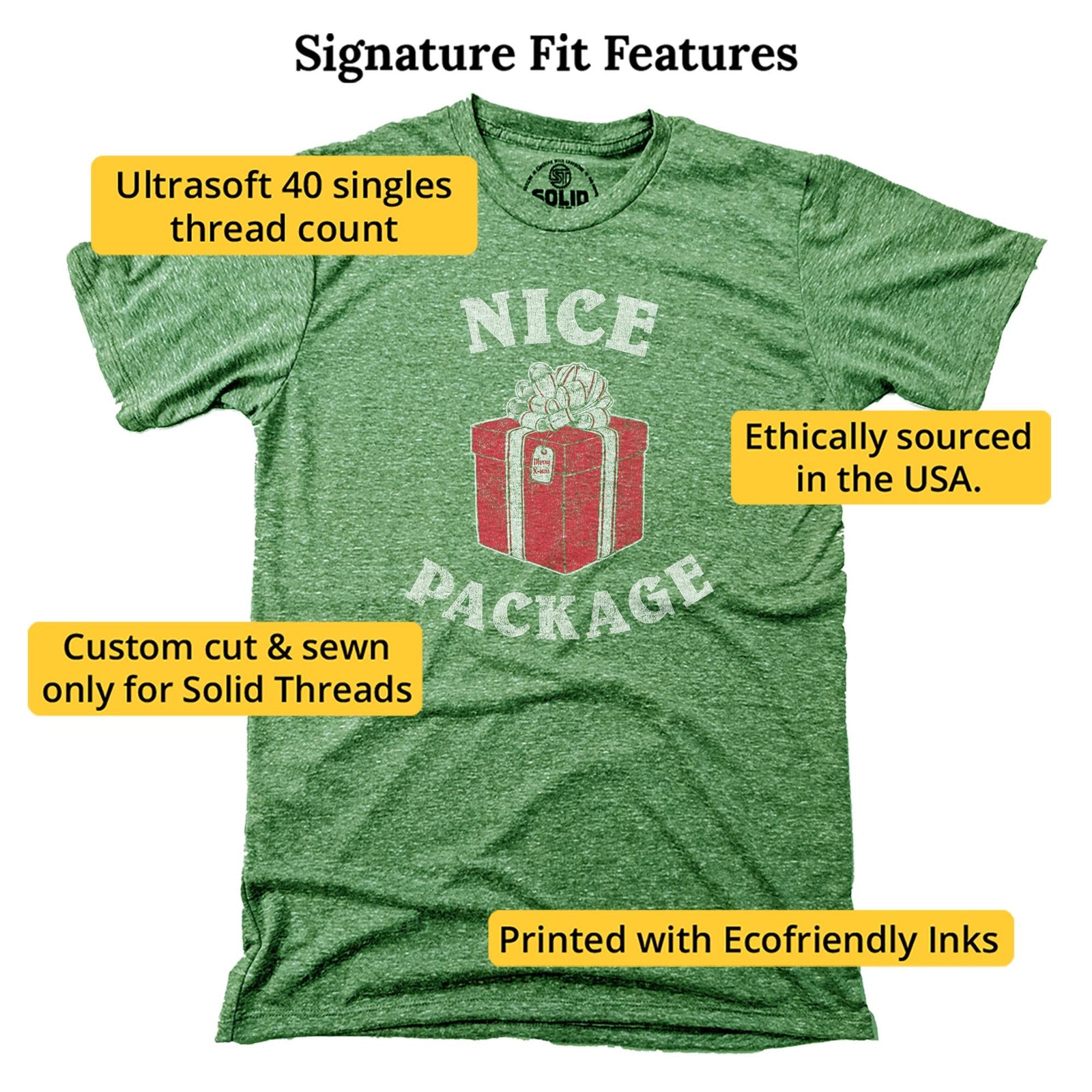 Nice Package Vintage Signature T-shirt in Triblend Kelly - Fit Attributes