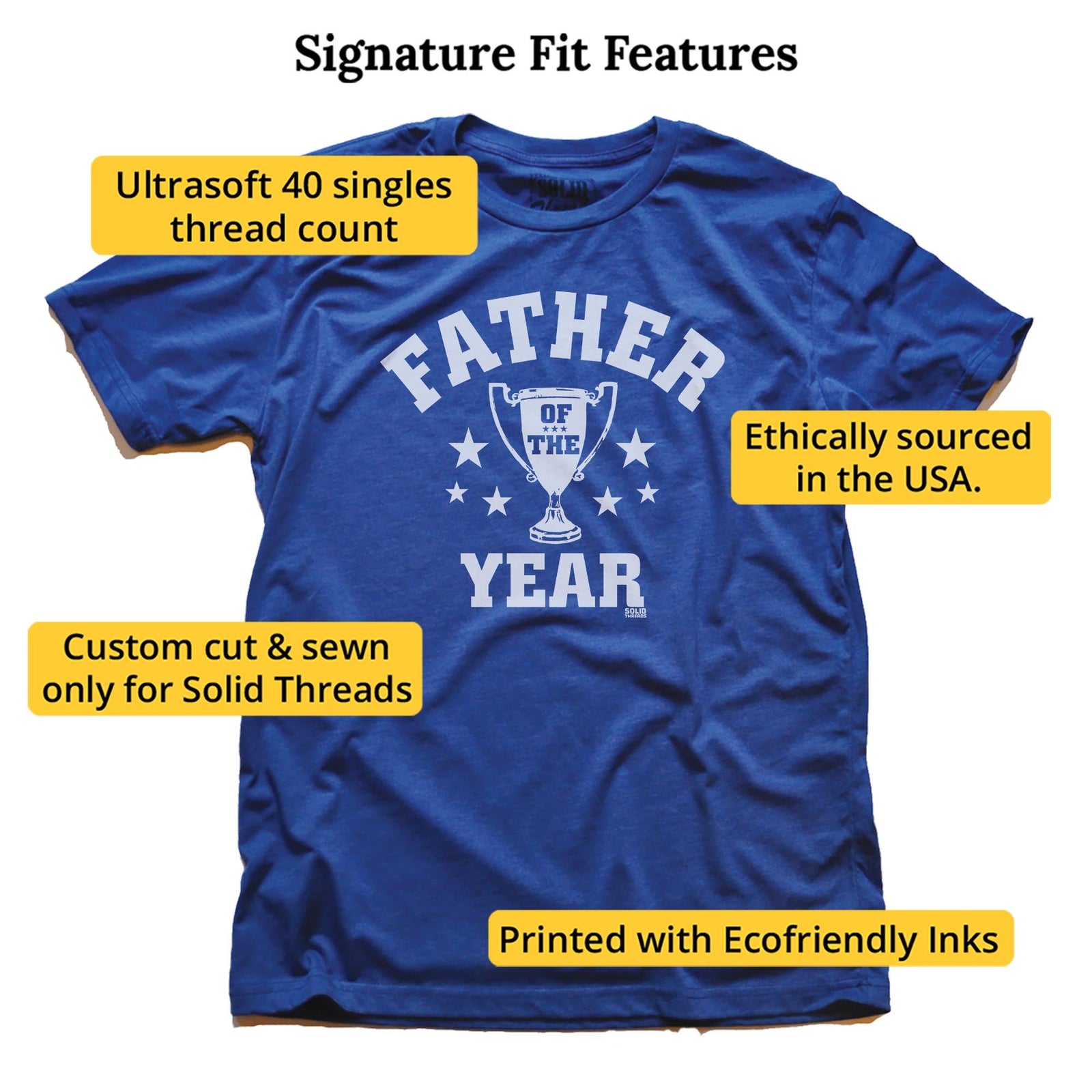 Men's Father Of The Year Vintage Graphic T-Shirt | Cool Gift for Dad Tee | Solid Threads