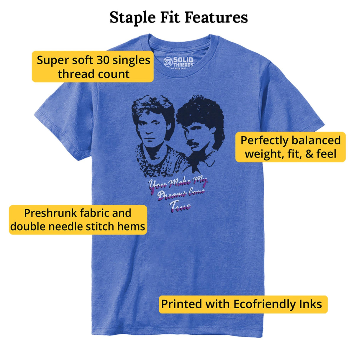 You Make My Dreams Come True Vintage Staple T-shirt in Royal Heather - Fit Attributes