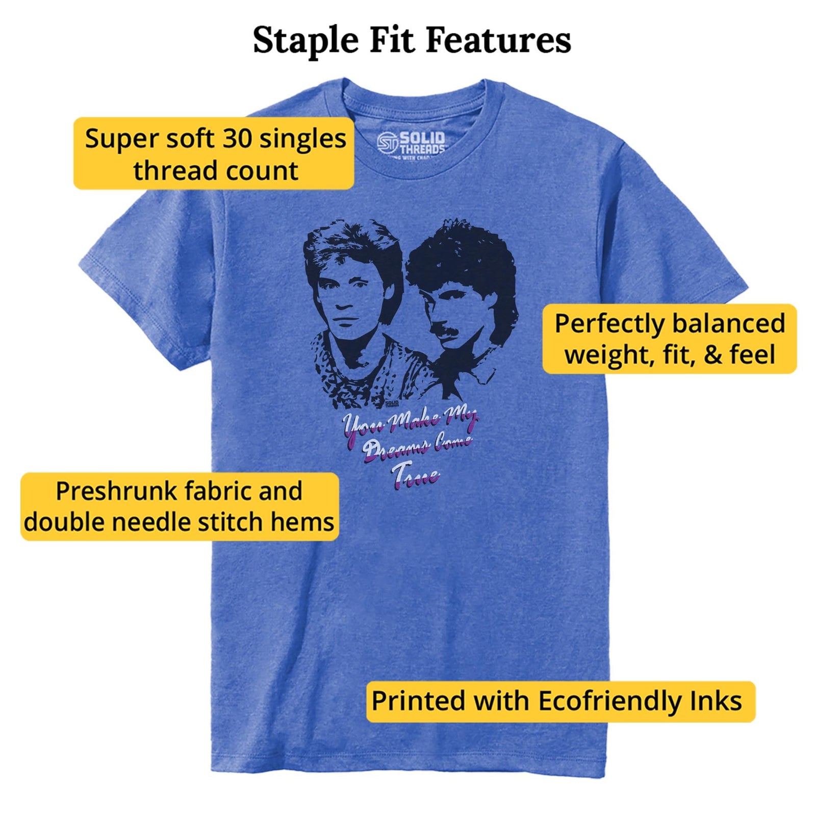 You Make My Dreams Come True Vintage Staple T-shirt in Royal Heather - Fit Attributes