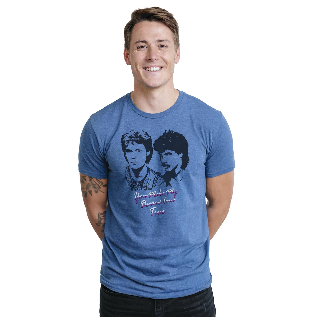 You Make My Dreams Come True Vintage Staple T-shirt in Royal Heather On Model - Front View