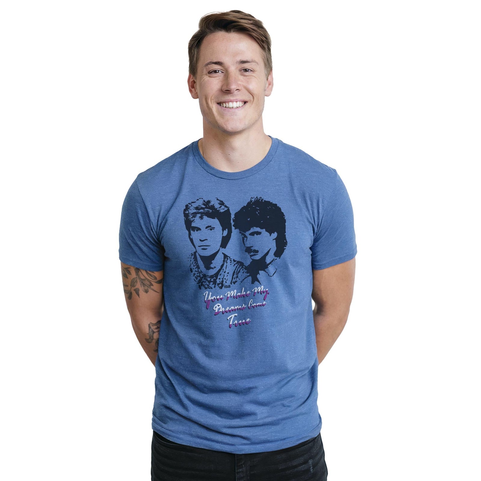 You Make My Dreams Come True Vintage Staple T-shirt in Royal Heather On Model - Front View