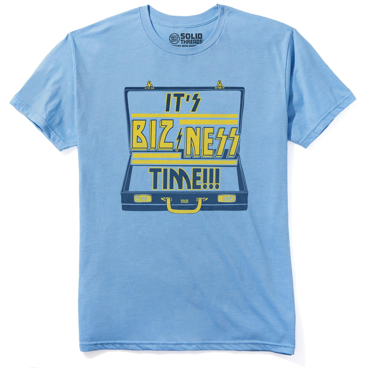 It's Bizness Time Vintage Staple T-shirt in Light Blue Heather - Front View