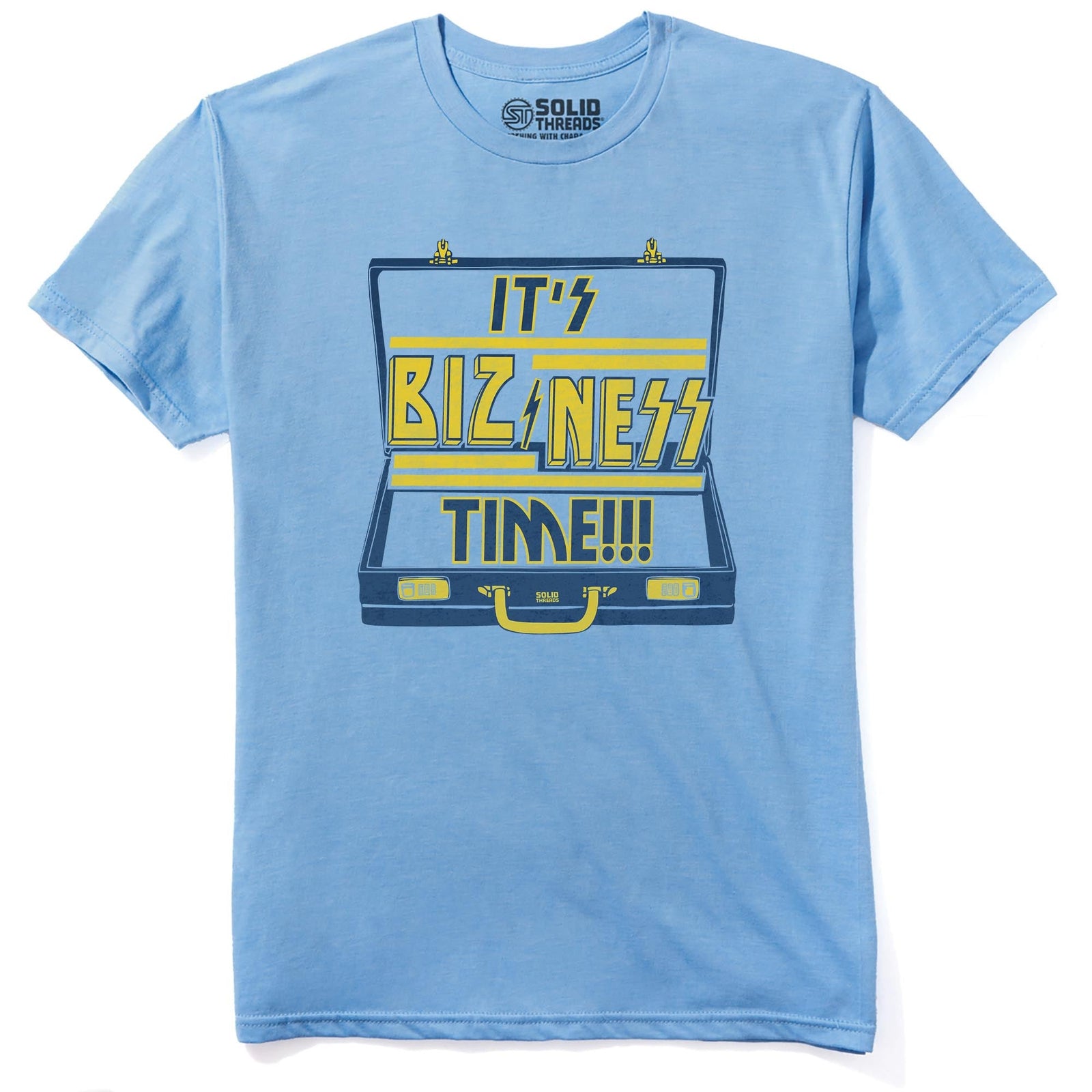 It's Bizness Time Vintage Staple T-shirt in Light Blue Heather - Front View