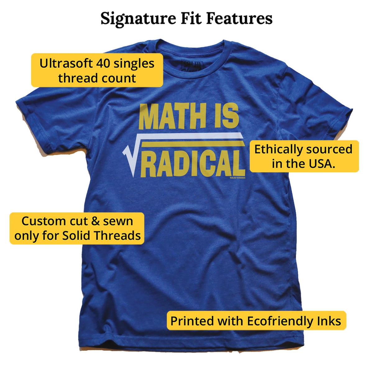 Math Is Radical Vintage Signature T-shirt in Royal - Fit Attributes
