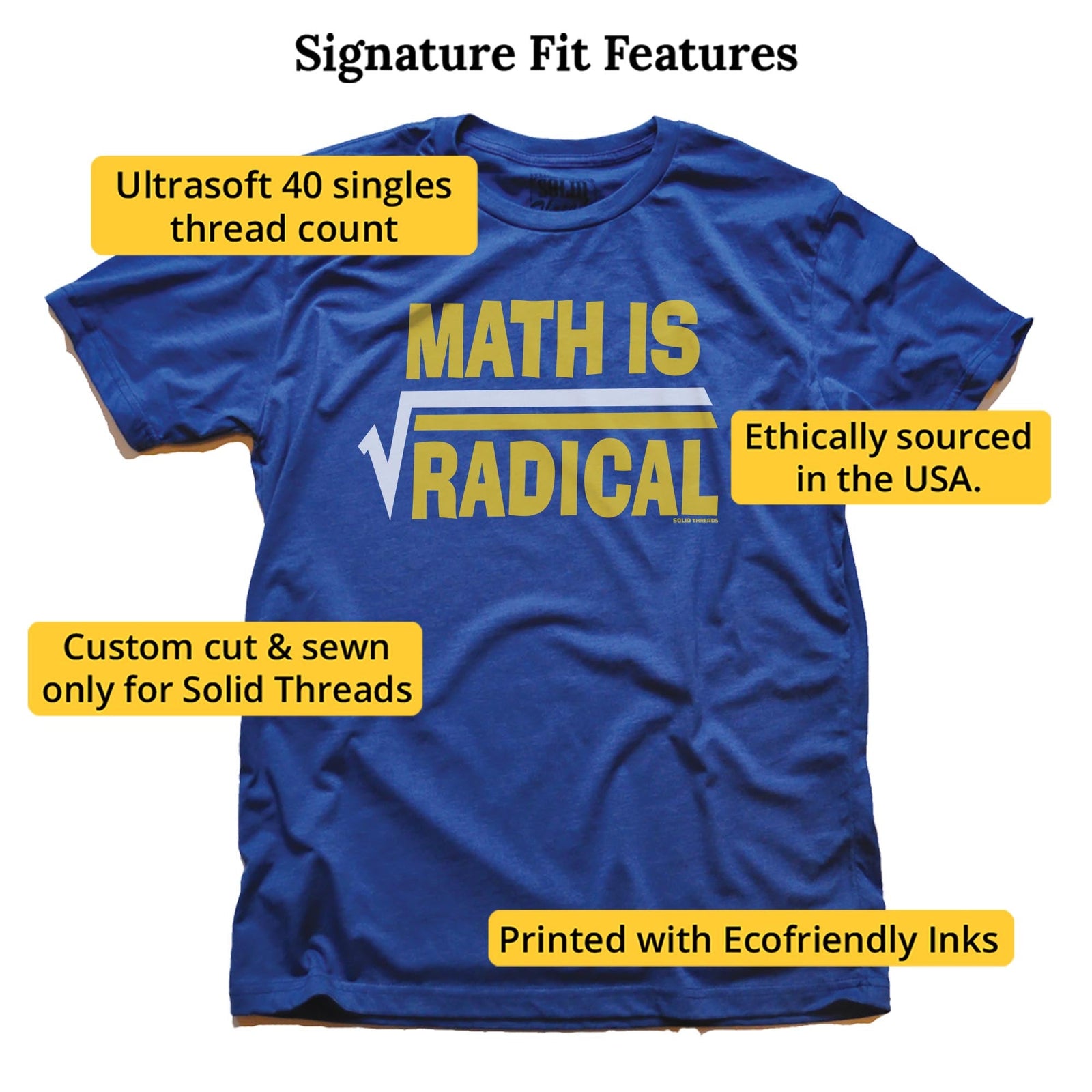 Math Is Radical Vintage Signature T-shirt in Royal - Fit Attributes