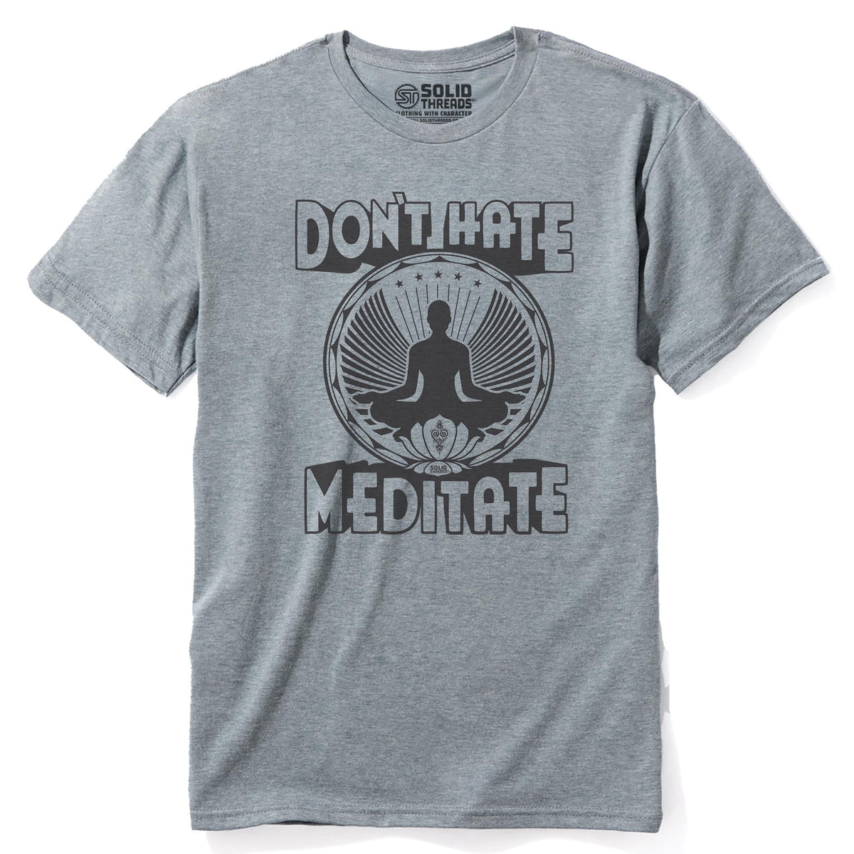 Don't Hate Meditate Cool Staple T-shirt in Ash Heather - Front View