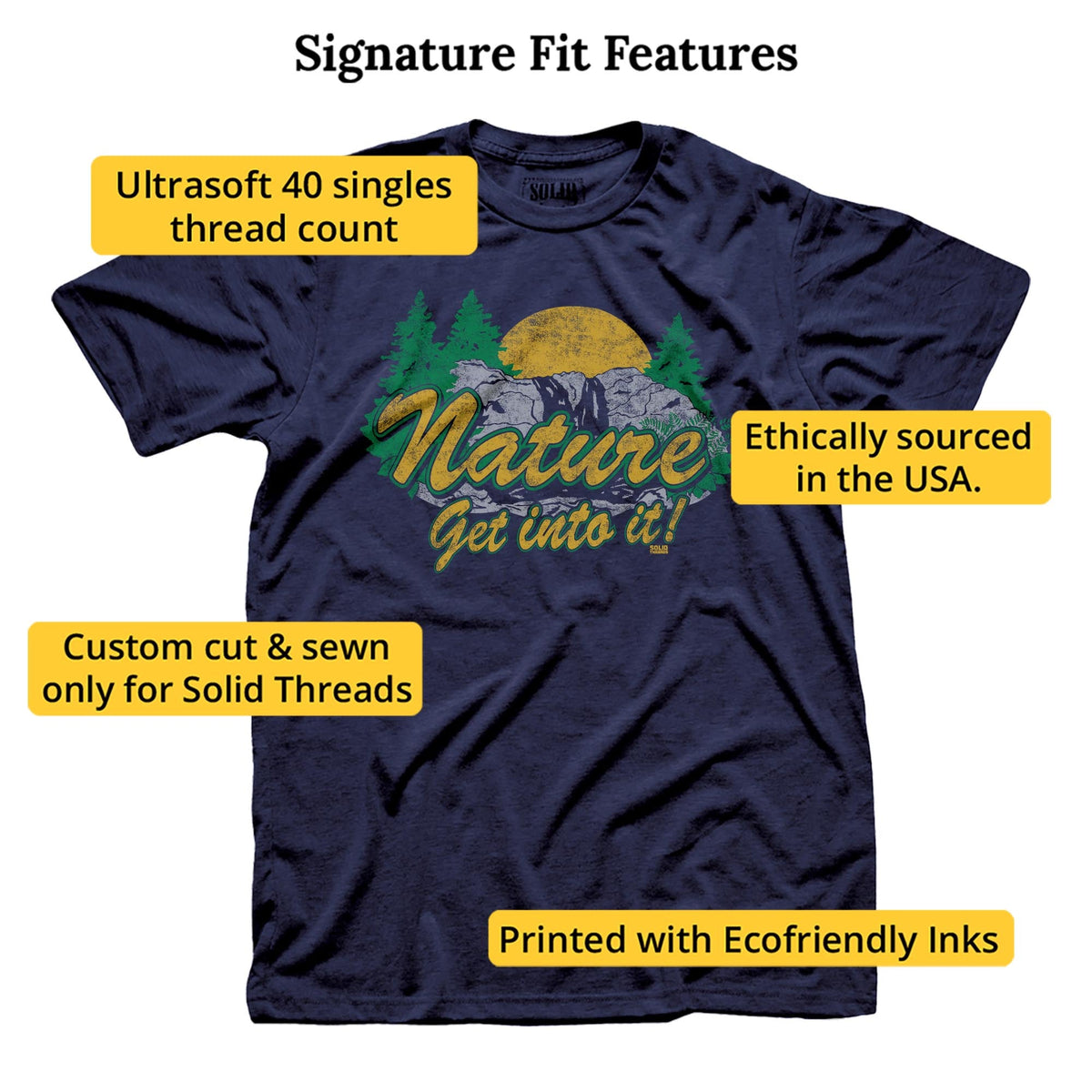 Nature Get Into It Cool Signature T-shirt in Navy - Fit Attributes