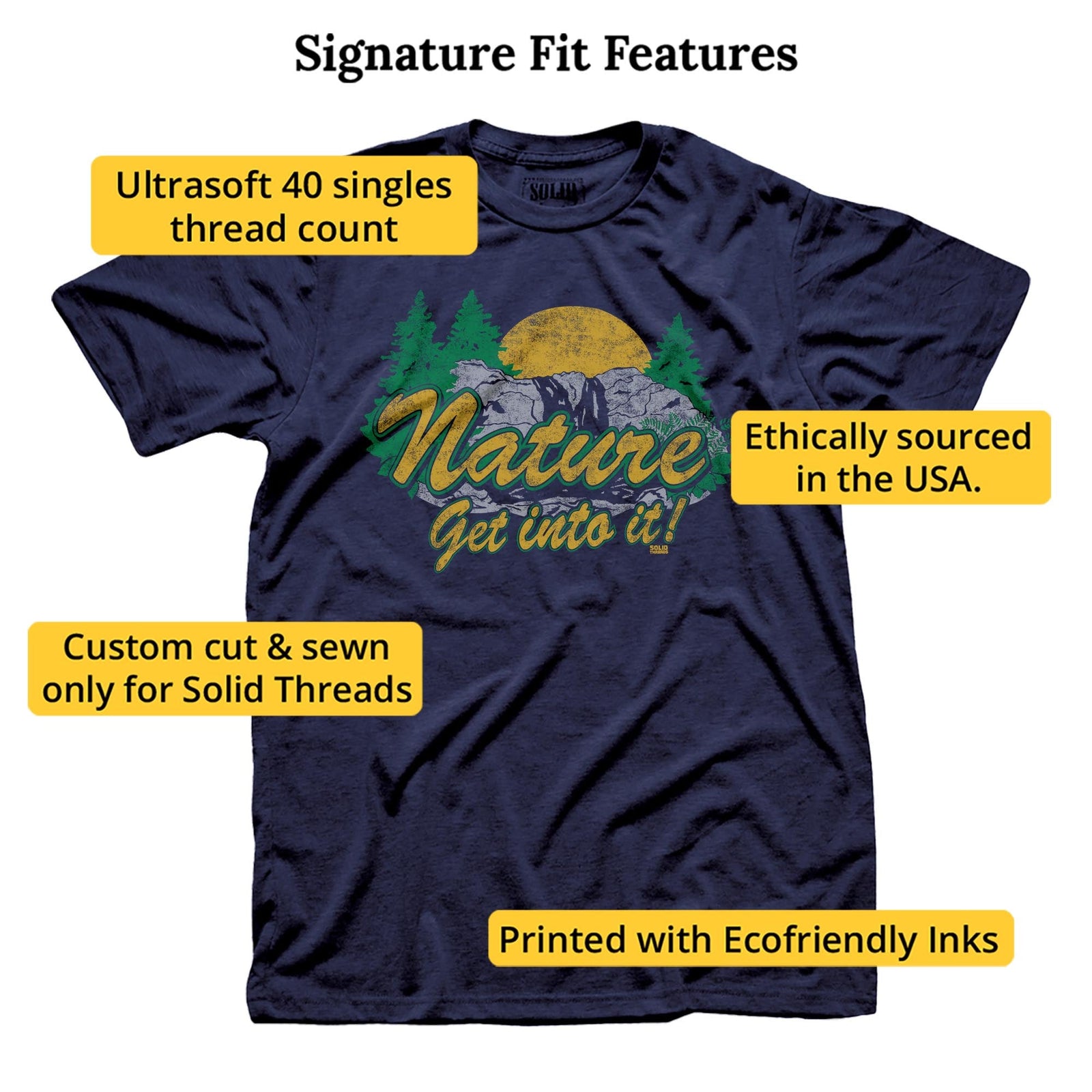 Nature Get Into It Cool Signature T-shirt in Navy - Fit Attributes