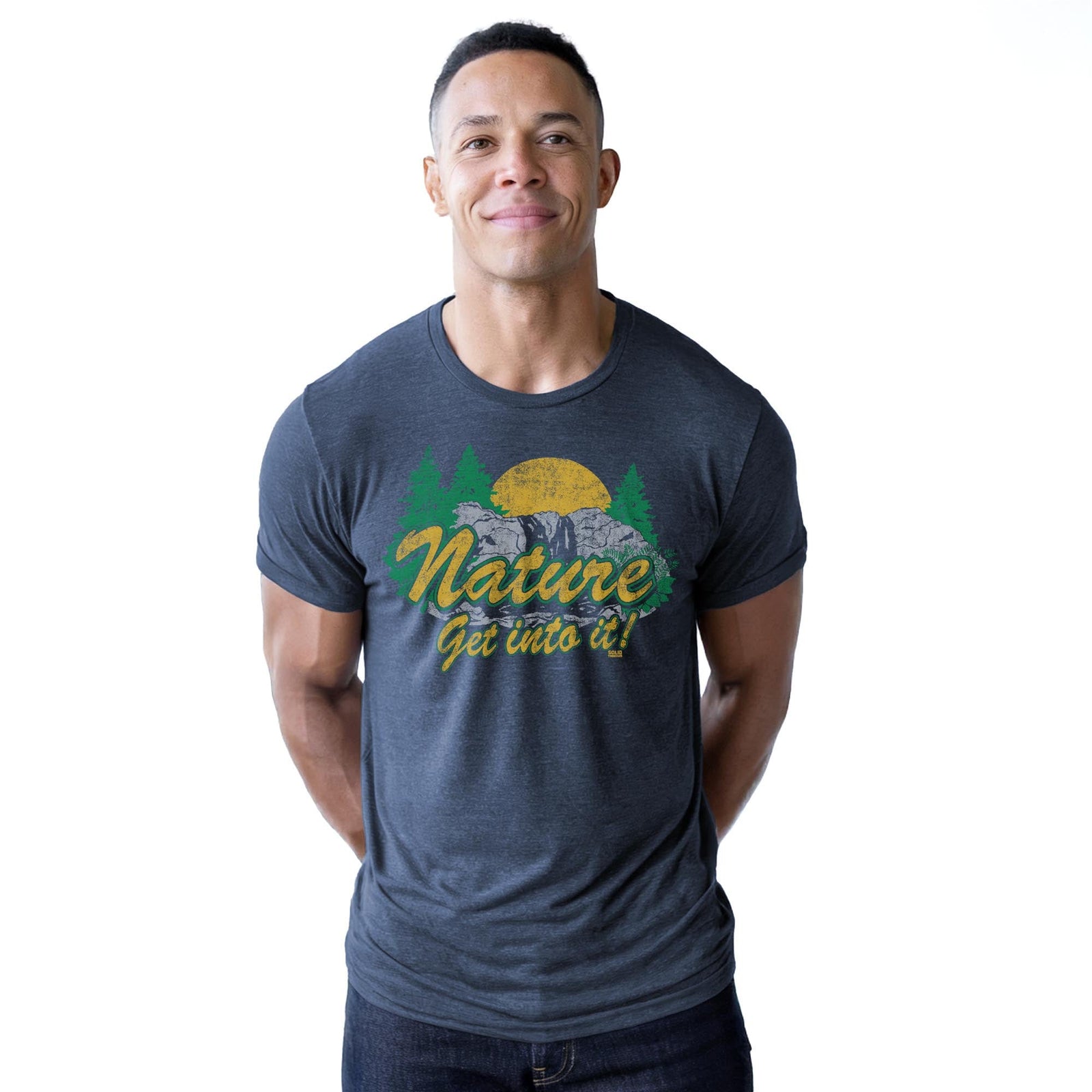 Nature Get Into It Cool Staple T-shirt in Navy Heather - Front View