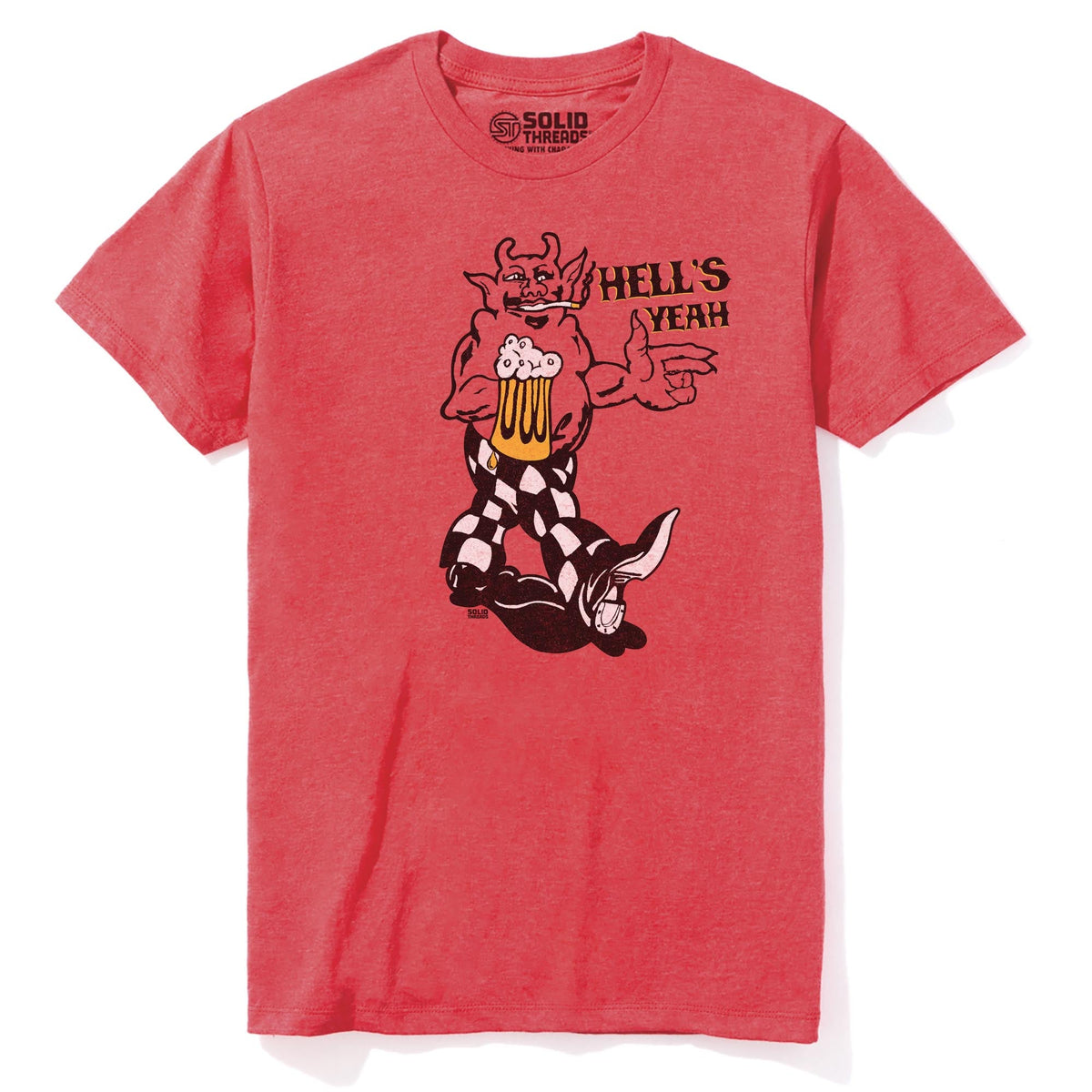 Hells Yeah Vintage Staple T-shirt in Red Heather - Front View