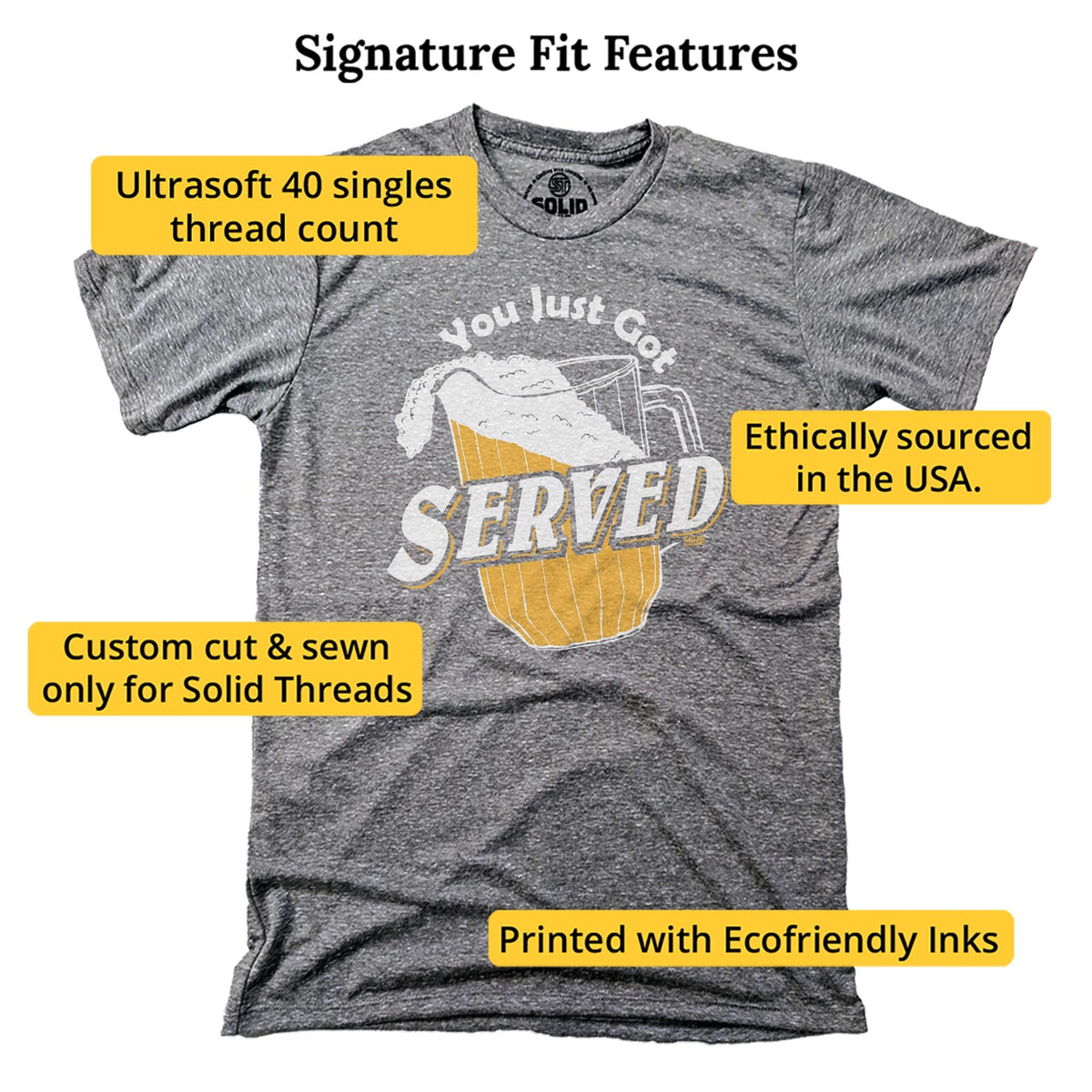 You Just Got Served Funny Signature T-shirt in Triblend Grey - Fit Attributes