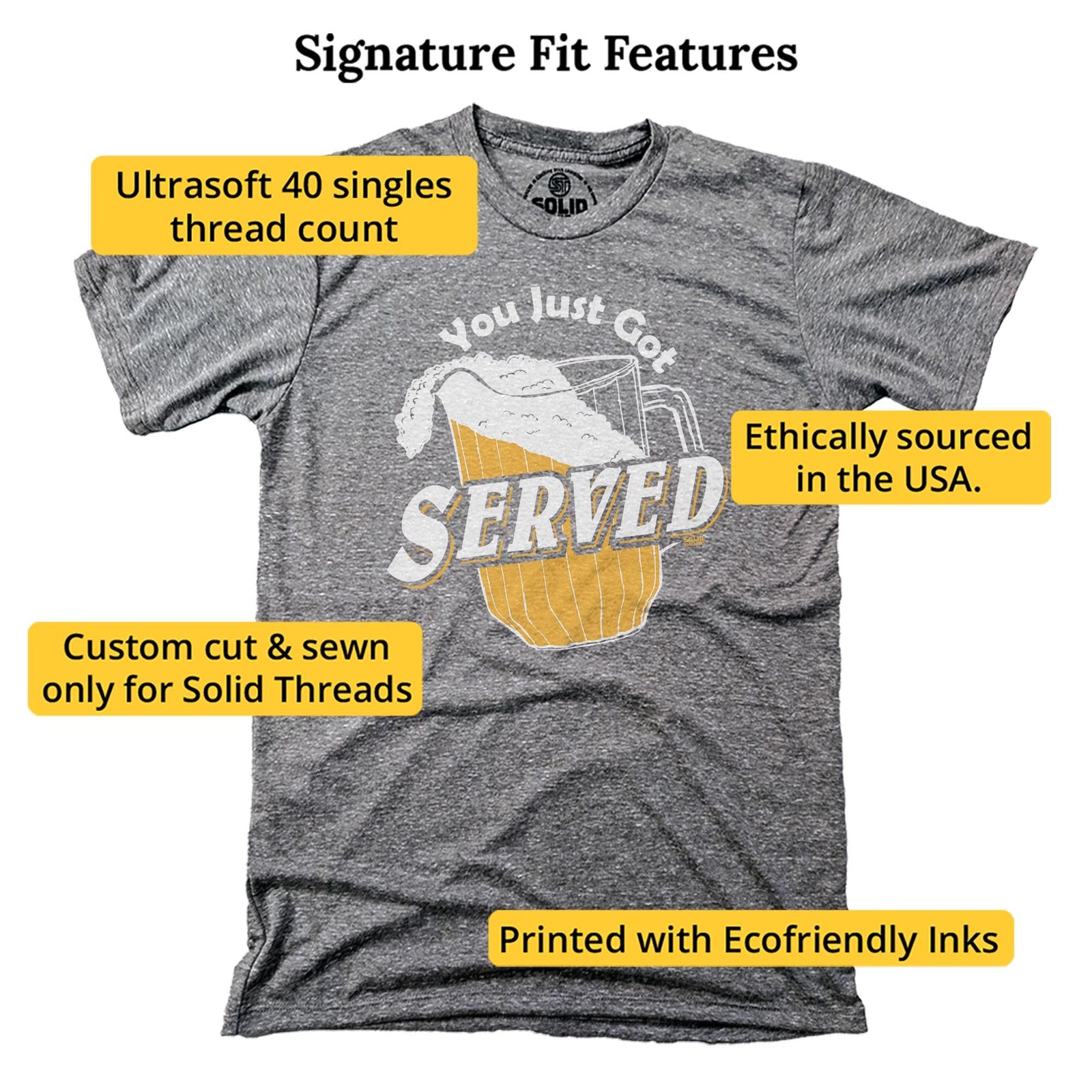 You Just Got Served Funny Signature T-shirt in Triblend Grey - Fit Attributes