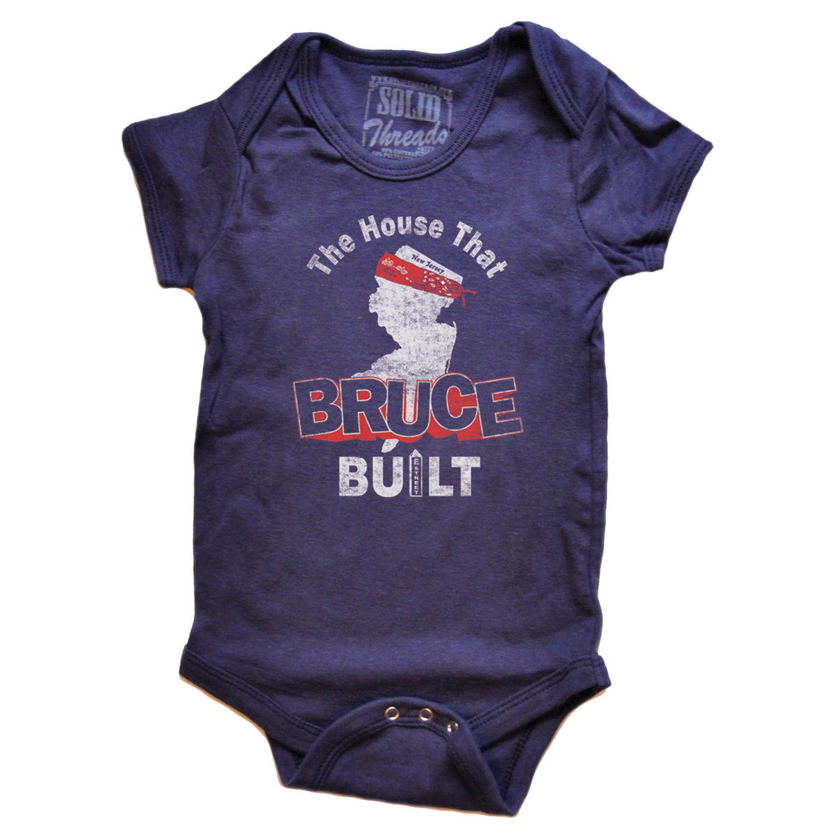 Cute Baby The House That Bruce Built Retro One Piece | Funny New Jersey Baby Romper | SOLID THREADS