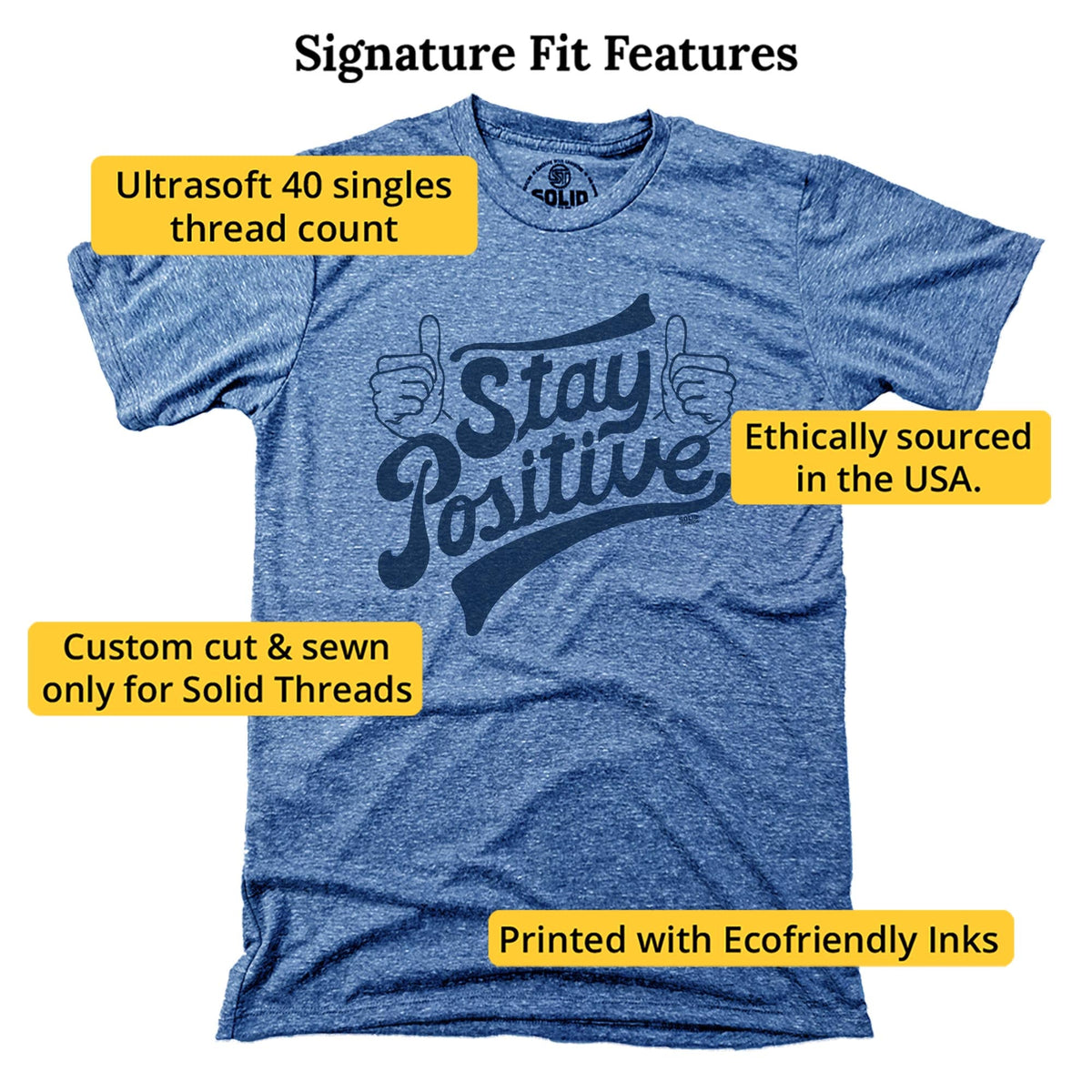 Stay Positive Cool Signature T-shirt in Triblend Royal - Fit Attributes