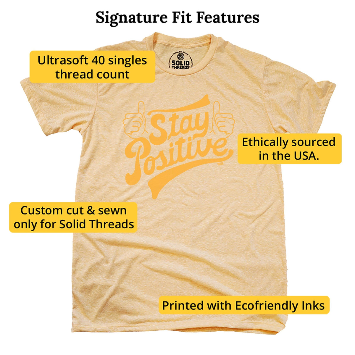 Stay Positive Cool Signature T-shirt in Triblend Gold - Fit Attributes