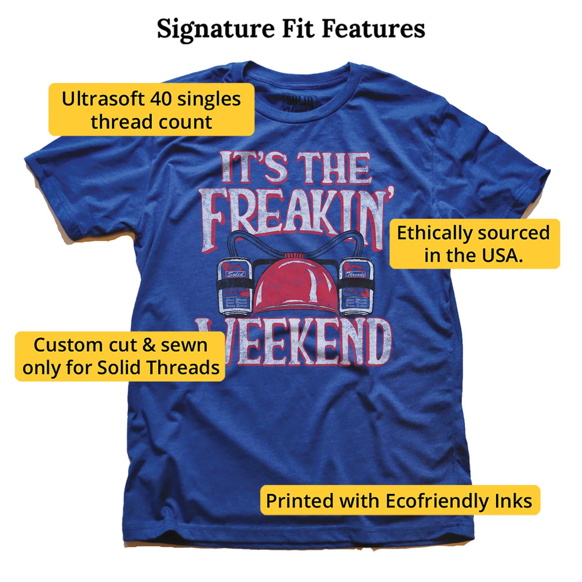 It's The Freakin Weekend Vintage Signature T-shirt in Royal - Fit Attributes