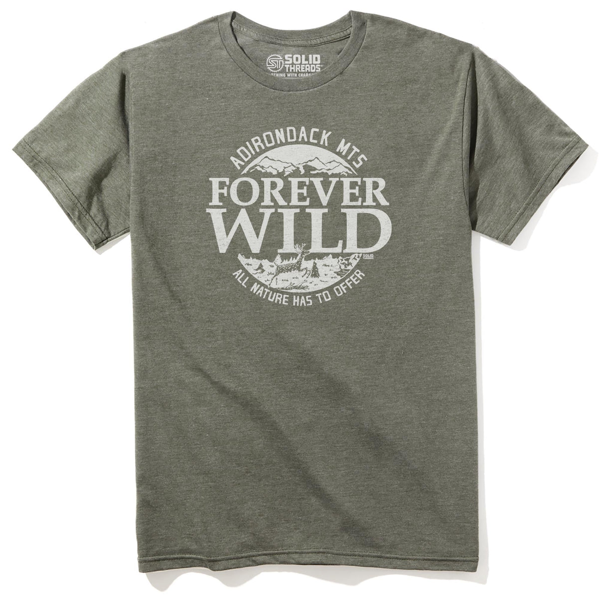 Forever Wild Cool Staple T-shirt in Olive Heather - Front View