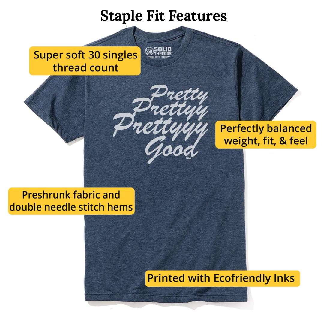 Pretty Pretty Pretty Good Retro Staple T-shirt in Navy Heather - Fit Attributes