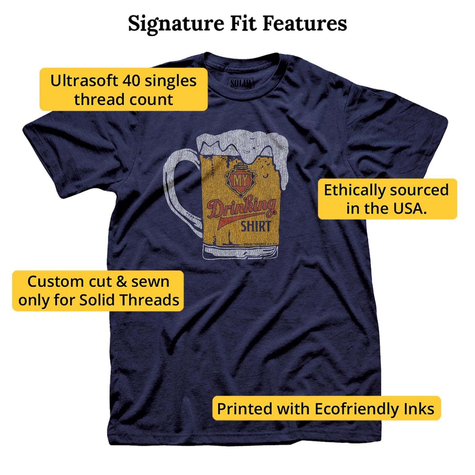 My Drinking Shirt Retro Signature T-shirt in Navy - Fit Attributes