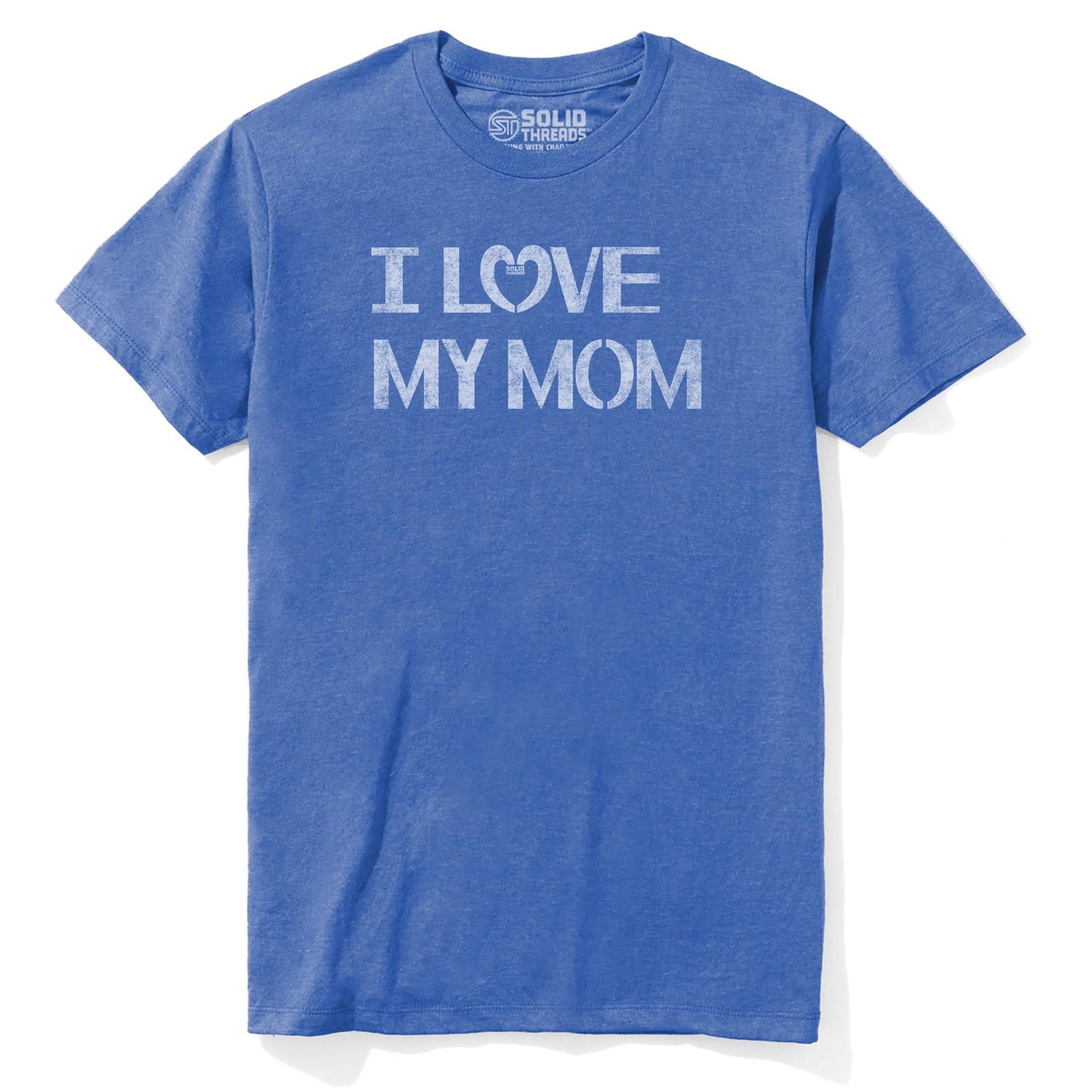 I Love My Mom Cute Staple T-shirt in Royal Heather - Front View