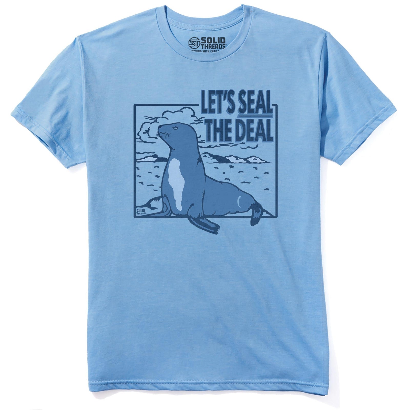Seal The Deal Vintage Staple T-shirt in Light Blue Heather - Front View