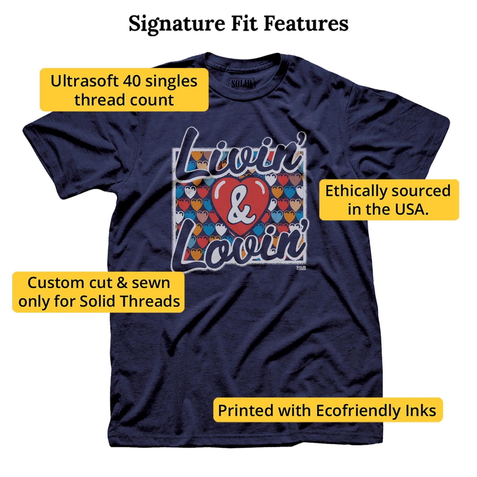 Livin & Lovin Cool Signature T-shirt in Navy - Fit Attributes