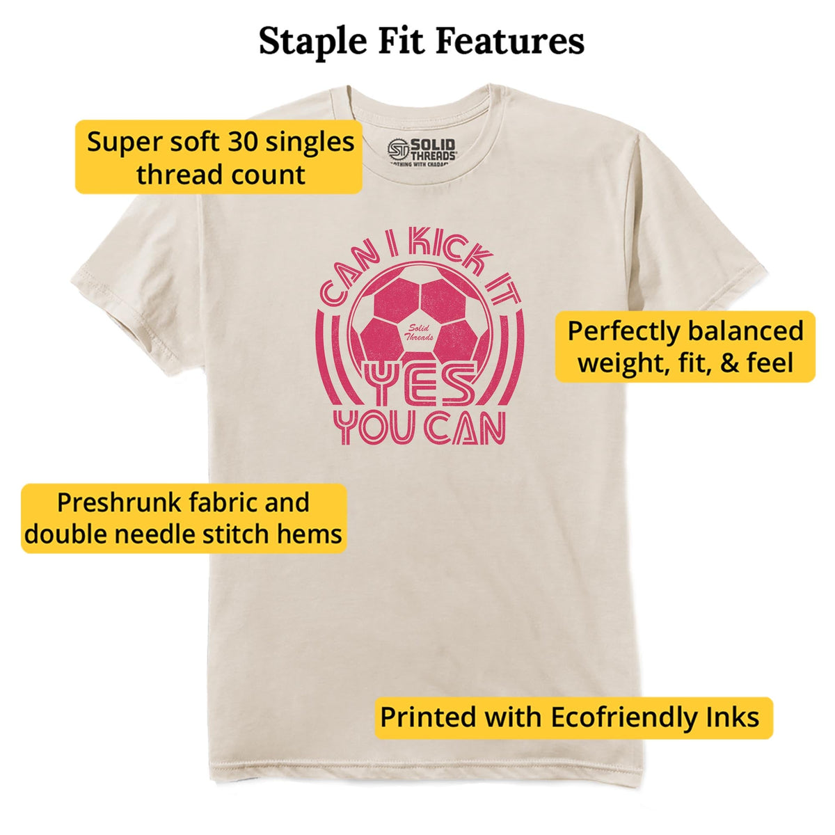 Can I Kick It Yes You Can Vintage Staple T-shirt in Natural - Fit Attributes