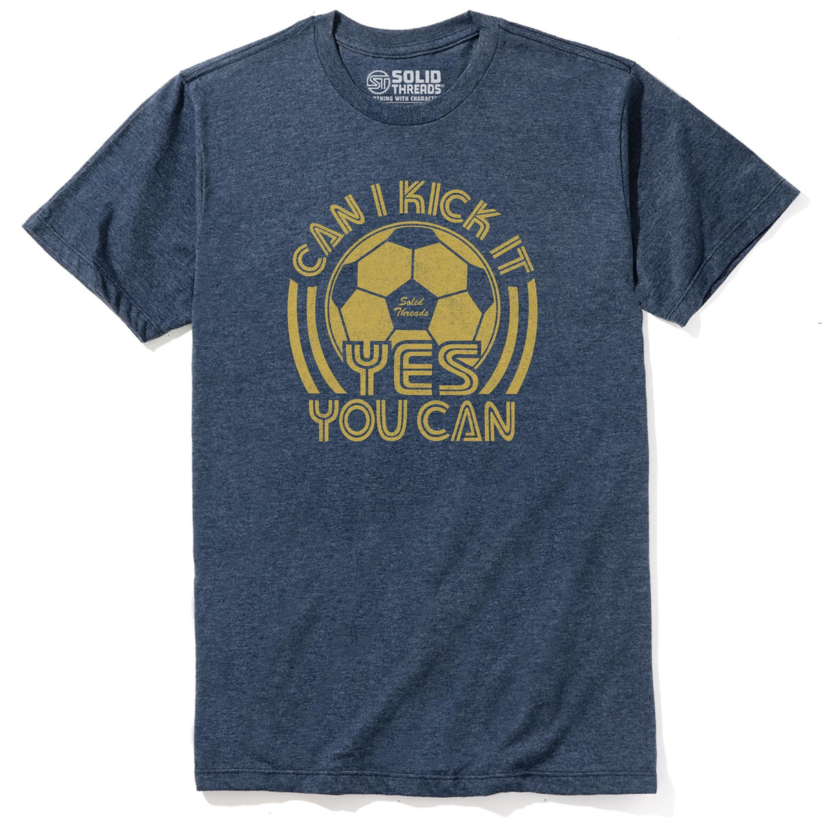 Can I Kick It Yes You Can Vintage Staple T-shirt in Navy Heather - Front View