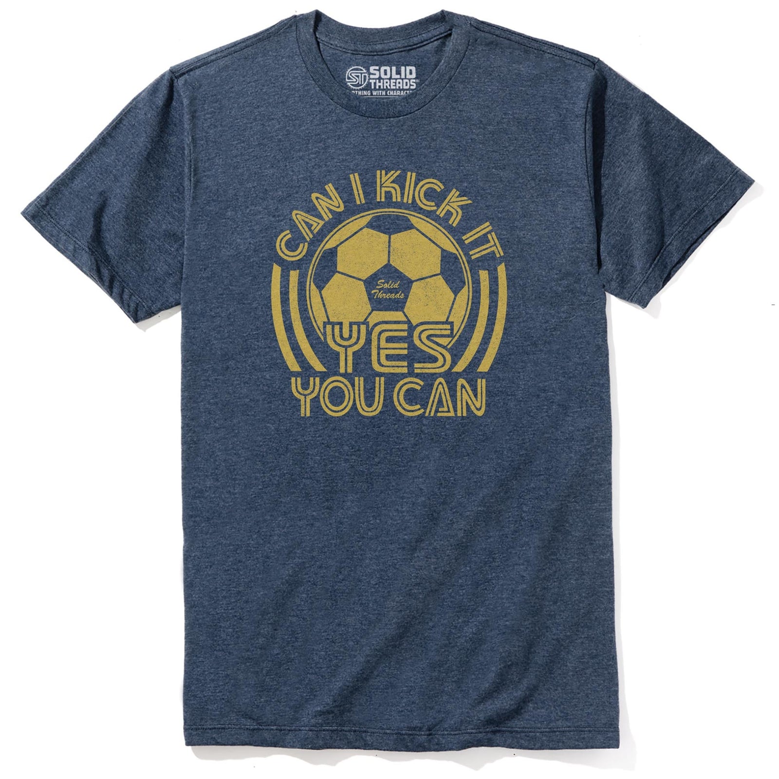 Can I Kick It Yes You Can Vintage Staple T-shirt in Navy Heather - Front View