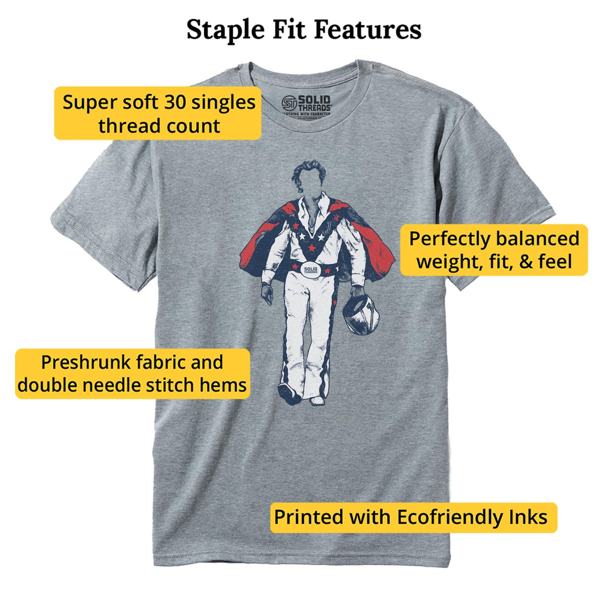 Daredevil Cool Staple T-shirt in Ash Heather - Fit Attributes