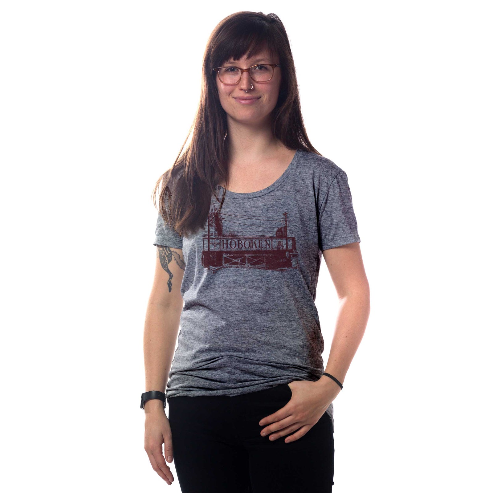 Women's Hoboken Bridge T-shirt on Model | SOLID THREADS