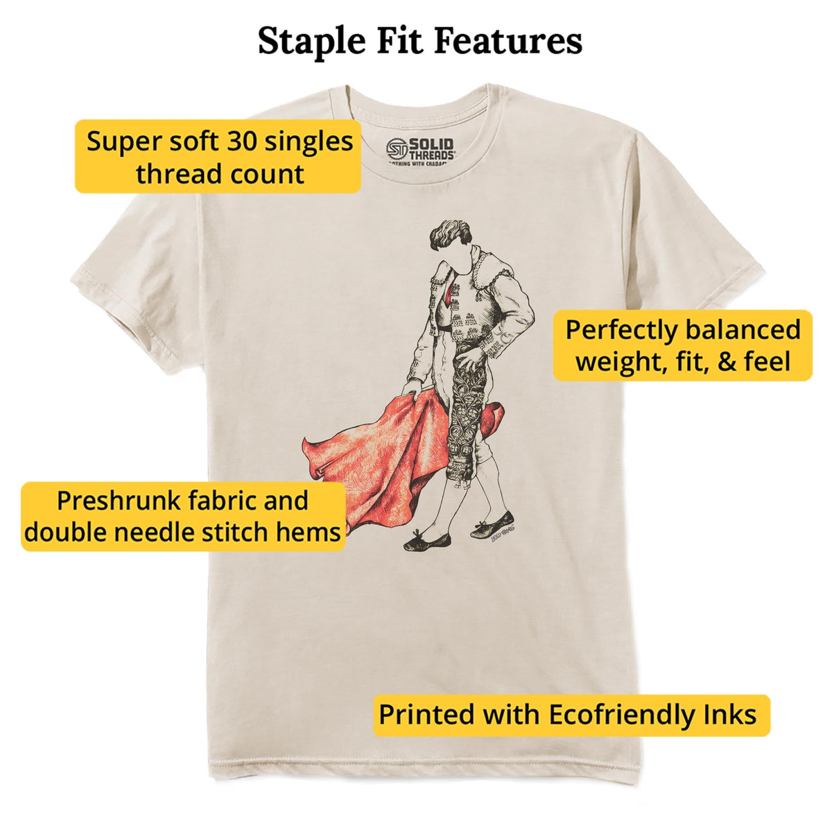 Matador Cool Staple T-shirt in Natural - Fit Attributes