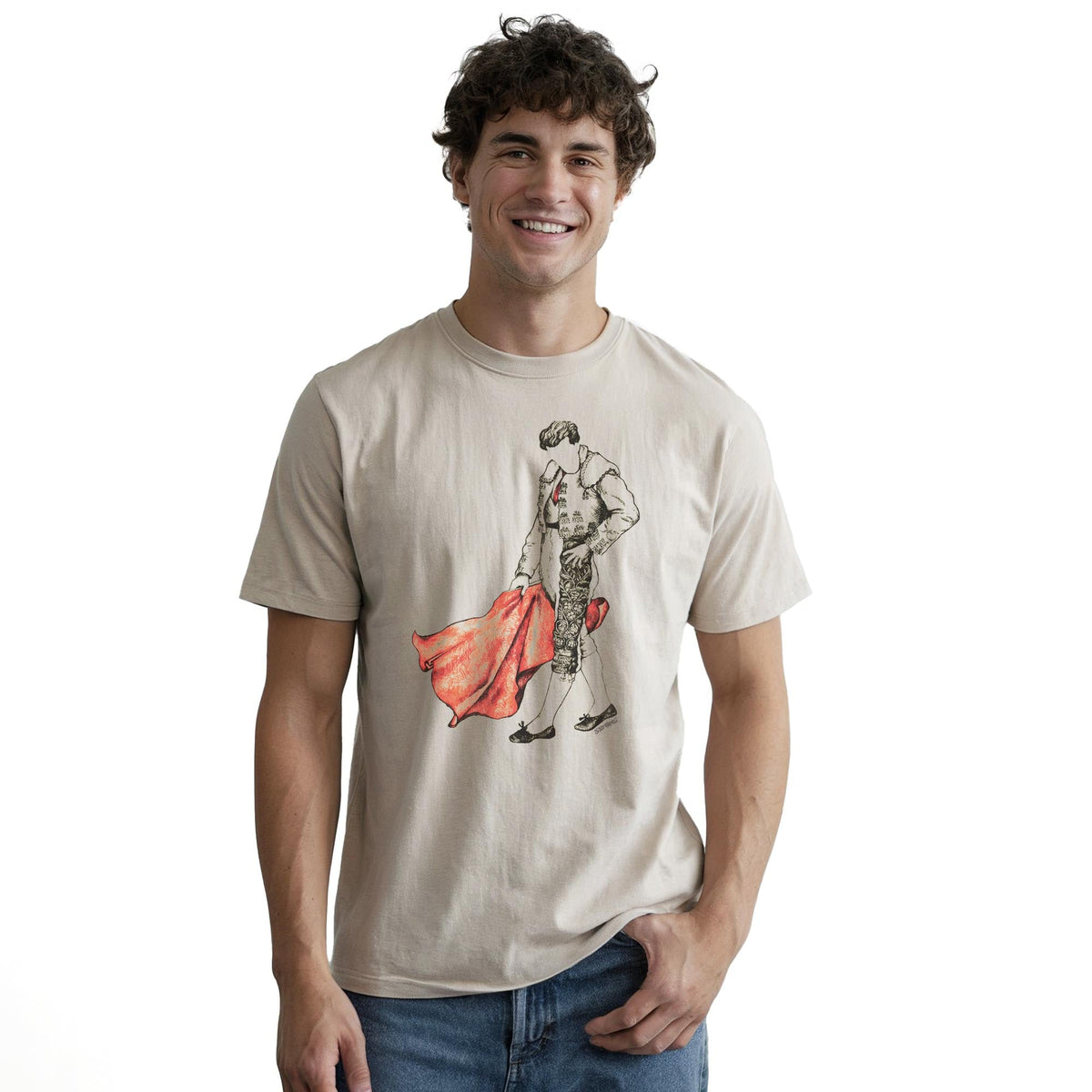 Matador Cool Staple T-shirt in Natural On Model - Front View