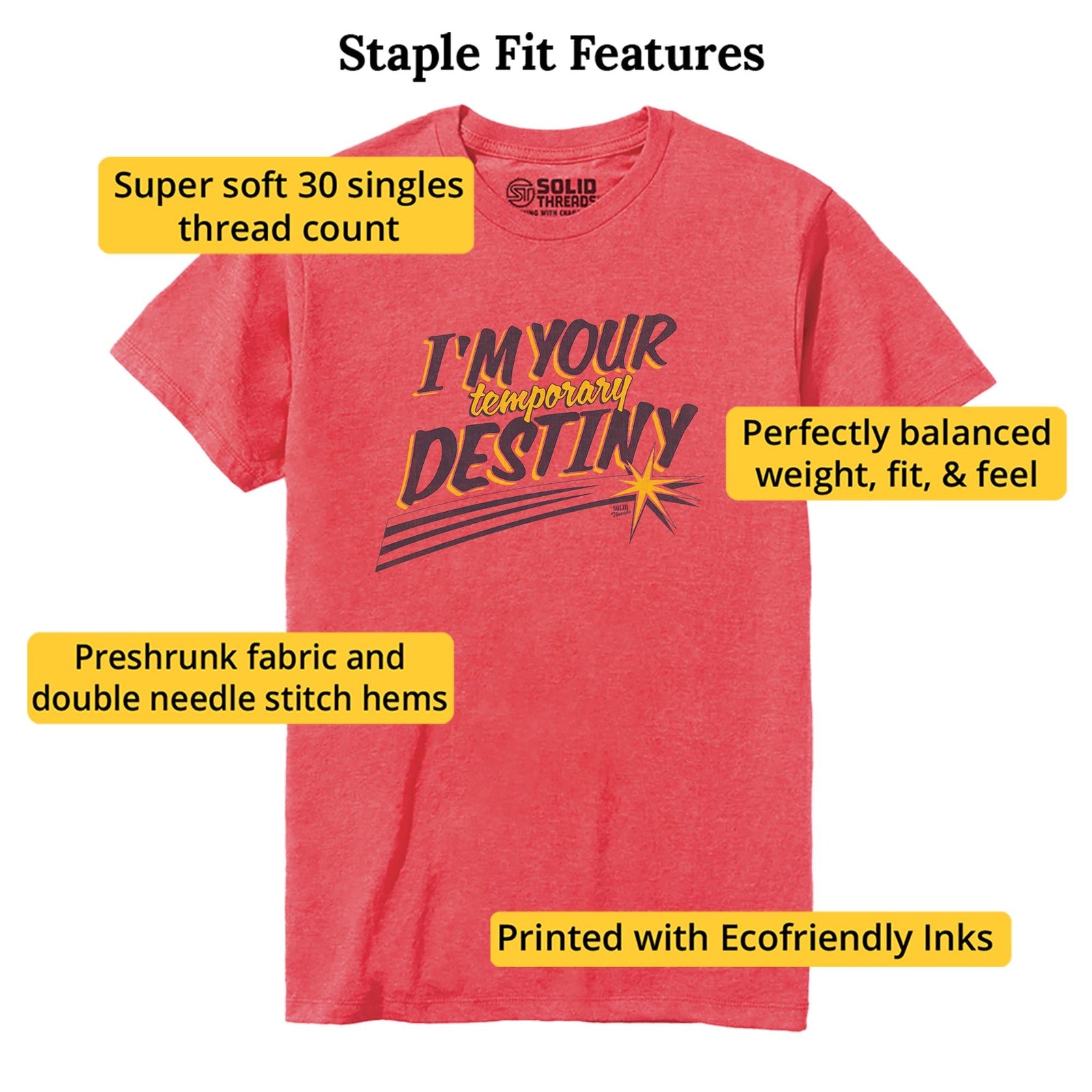 Temporary Destiny Vintage Staple T-shirt in Red Heather - Fit Attributes