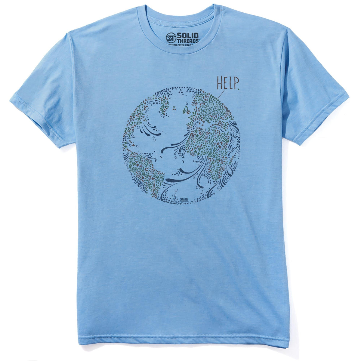 Earth Help Cool Staple T-shirt in Light Blue Heather - Front View