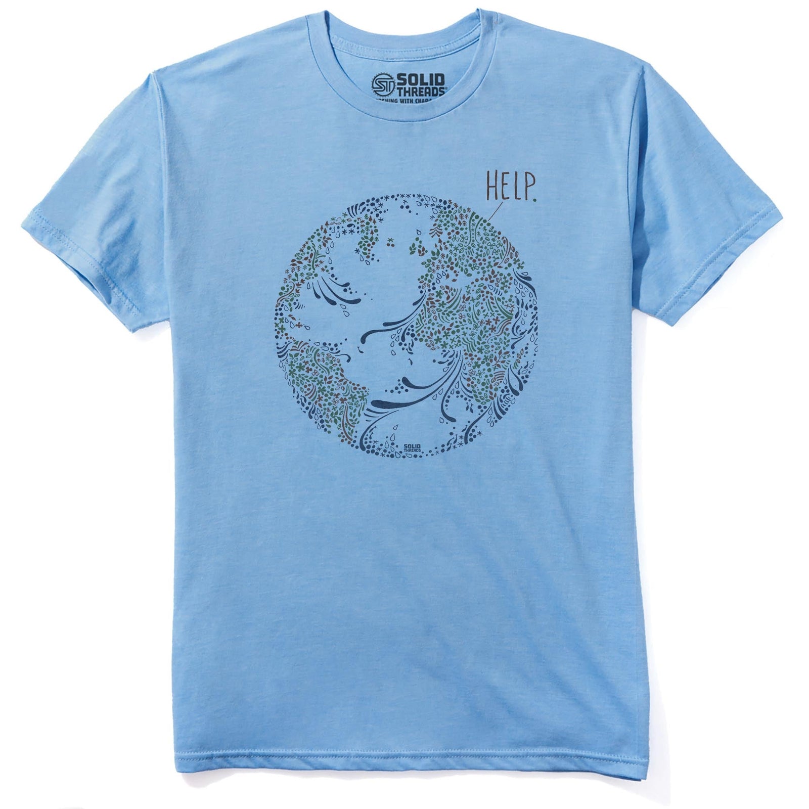 Earth Help Cool Staple T-shirt in Light Blue Heather - Front View
