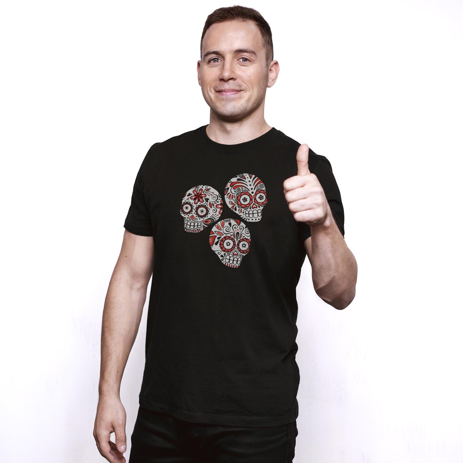 Sugar Skulls Cool Staple T-shirt in Black On Model - Front View