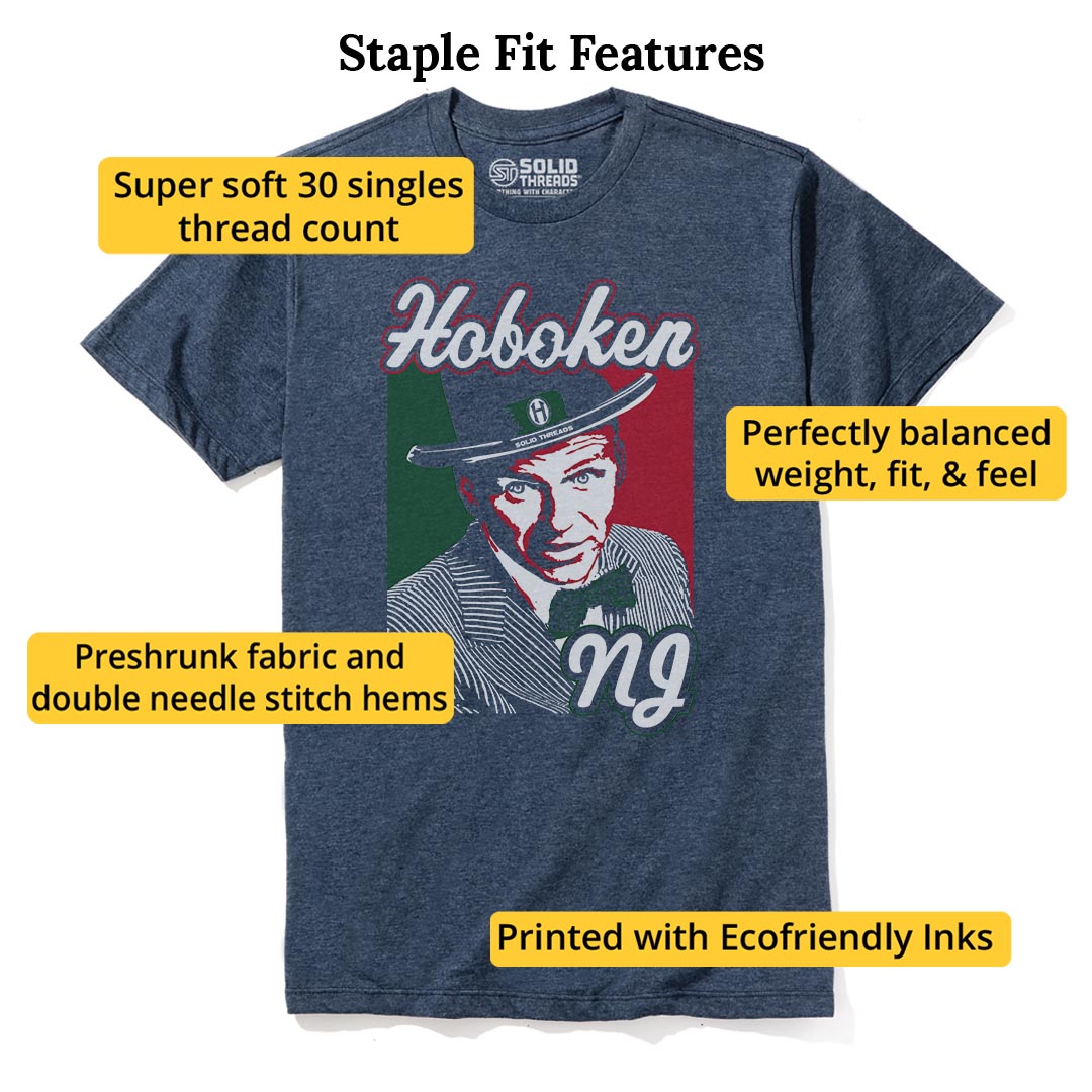 Hoboken Sinatra Cool Staple T-shirt in Navy Heather - Fit Attributes