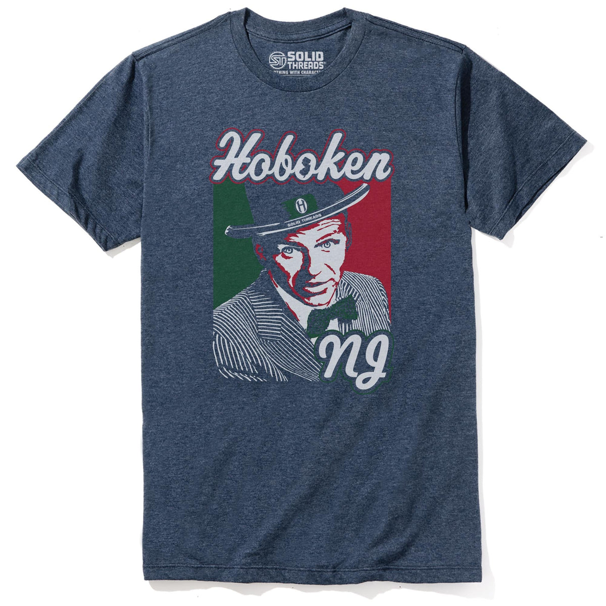 Hoboken Sinatra Cool Staple T-shirt in Navy Heather - Front View