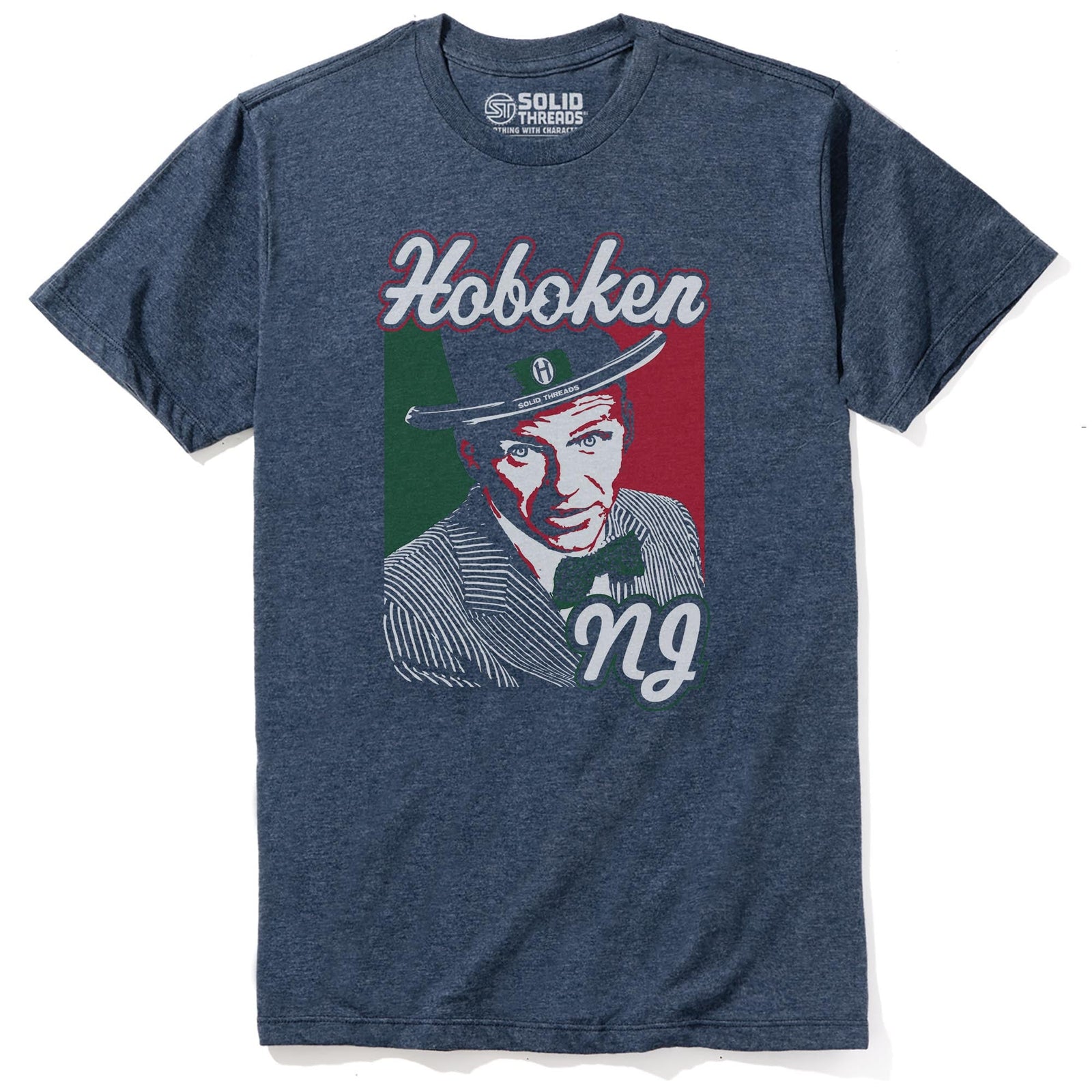 Hoboken Sinatra Cool Staple T-shirt in Navy Heather - Front View
